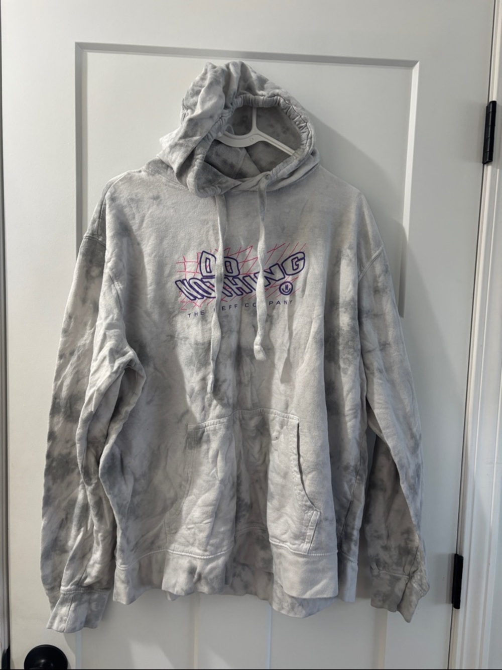 Neff Gray Tie-Dye Hooded Sweatshirt with Purple Logo